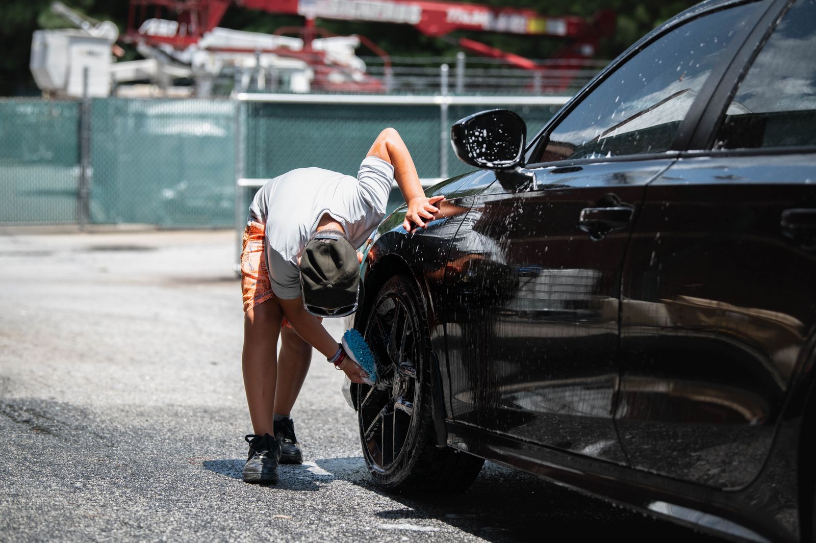Illustrative stock image of careful vehicle detailing